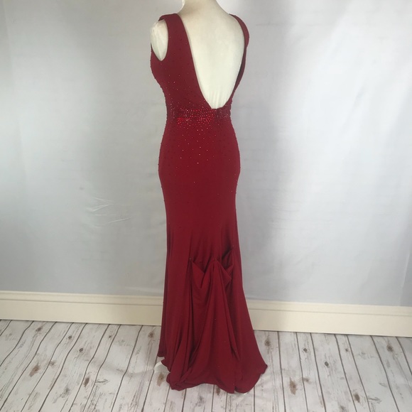 🎉SALE! Jovani sexy studded red evening gown SZ 2 - Picture 7 of 8